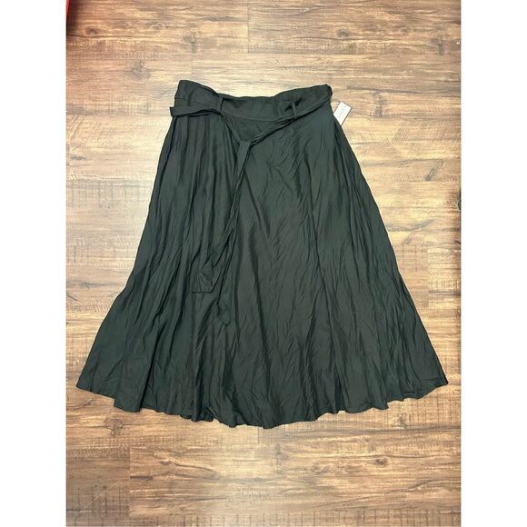 Sam and Jess NWT Black A-Line Rayon Belted Skirt, Sz Large, MSRP $69 - Picture 1 of 8